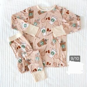 Kids Coffee-Themed Pajamas Set